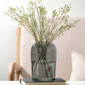 Smoked Glass Vase, Flower Vase for Modern Home Decor, Minimalist Vase for Shelf and Table, Vases for Centerpieces, Living Room, Bedroom, Kitchen, and Office Decor (G8449)