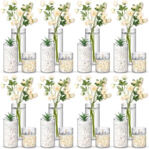 24 s Plastic Cylinder Vases Tall Clear Flower Vases for Centerpieces Hurricane Candle Holder for Home Wedding Office Party Formal Dinners Decorations (4''/6''/8'')